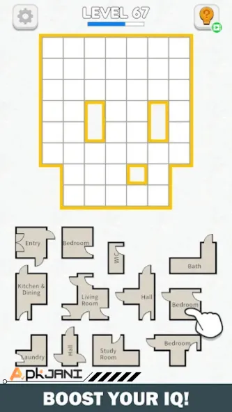 Room sort floor plan game