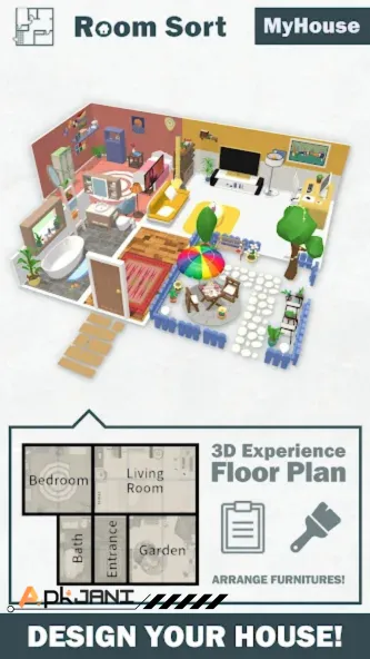 Room sort floor plan game
